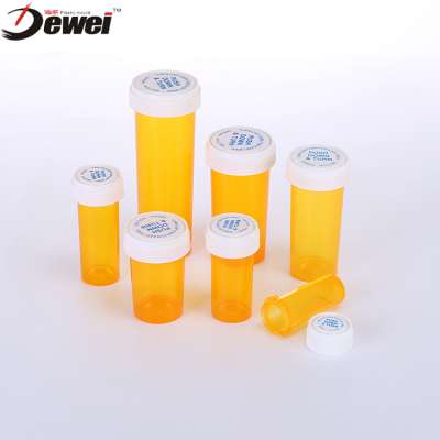 Push down and turn caps,  child resistant vials, plastic containers  reversible cap vials