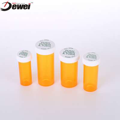 Plastic Dram 30Dr Custom Pills Injection Vial Orange Bottle Childproof Containers