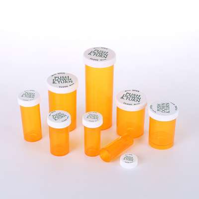 8/13/16/20/30/40/60DR Amber Customize Child Resistant Caps Plastic Medicine Pill Prescription Bottles Vials Containers