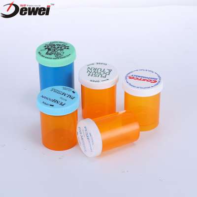 Orange Bottle Cap Pills Capsules Bottle With Child Safety Cap Vial Push Down Turn Vials