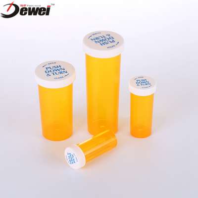 Amber Customize Reversible Closures Caps  Vials Plastic Medicine Pill Prescription Bottles Vials Containers